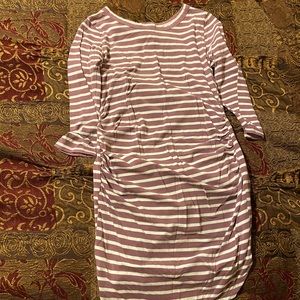 Heart & Hips Small Maroon/Purple and White Stripe Maternity Dress